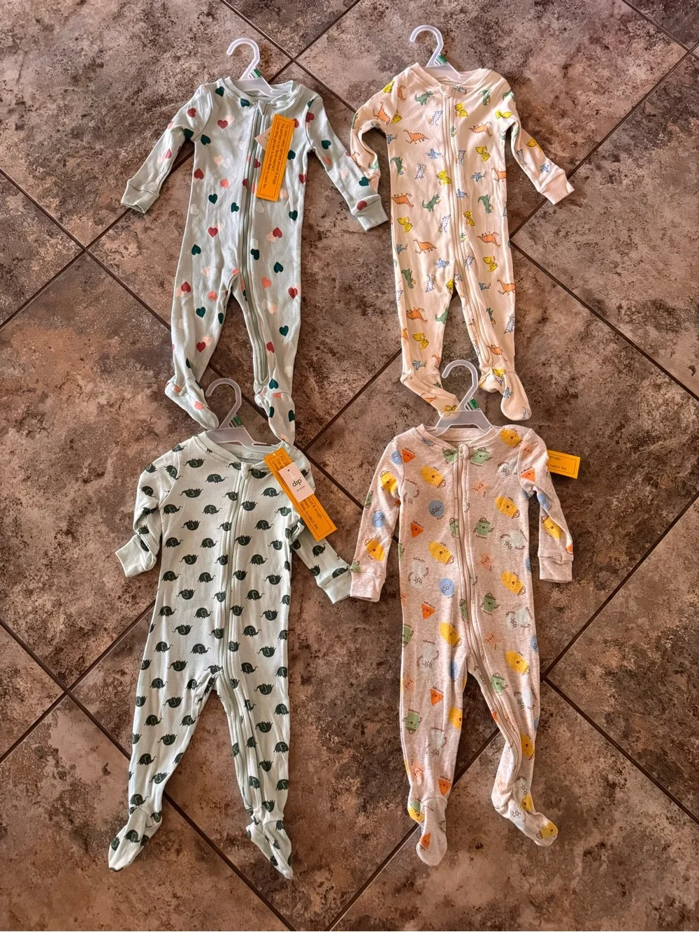 NWT Bundle of (4) Footie Full Zip Pajamas pjs size 6-12 months